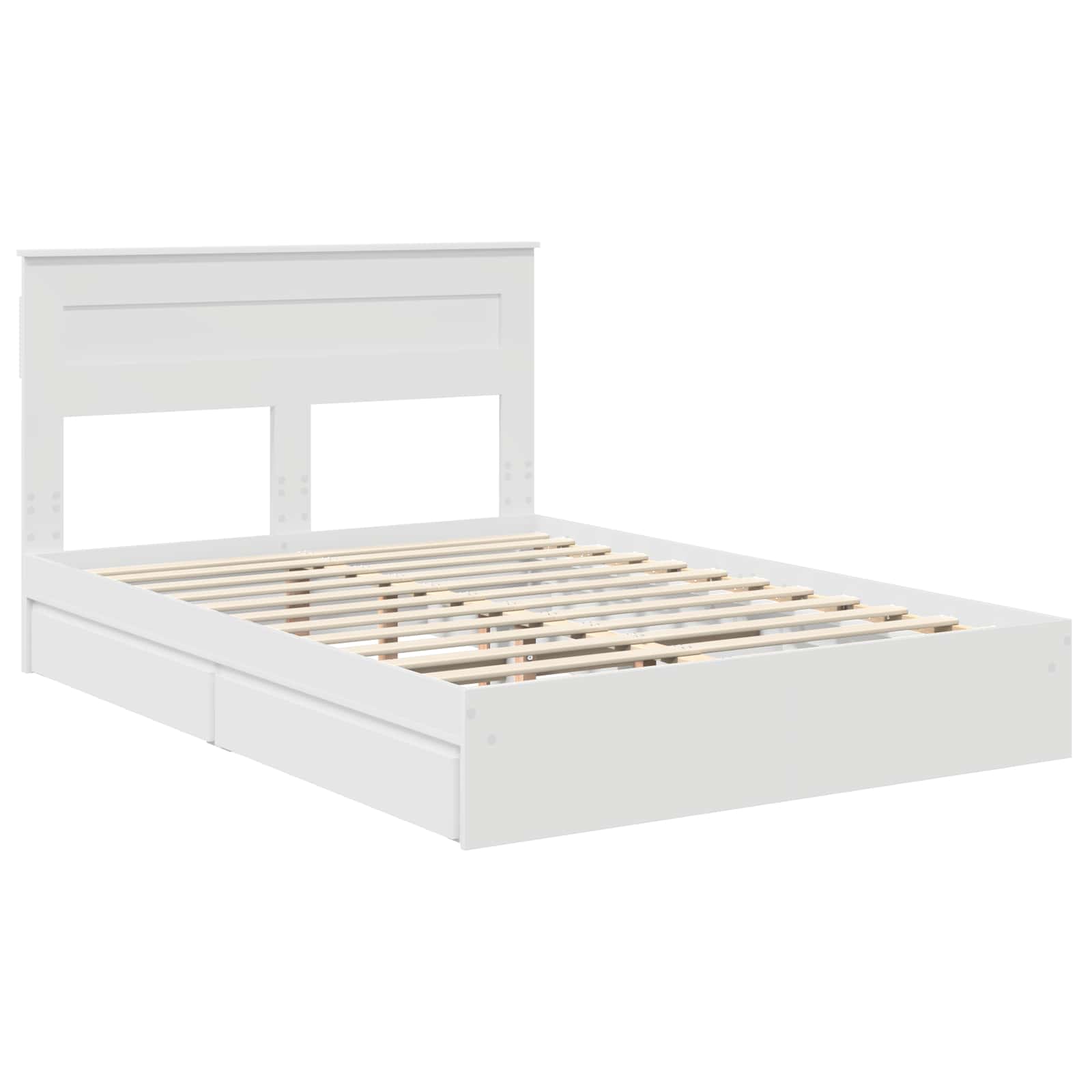 Lit de rangement blanc 160 x 200 cm panneau de bois - 4