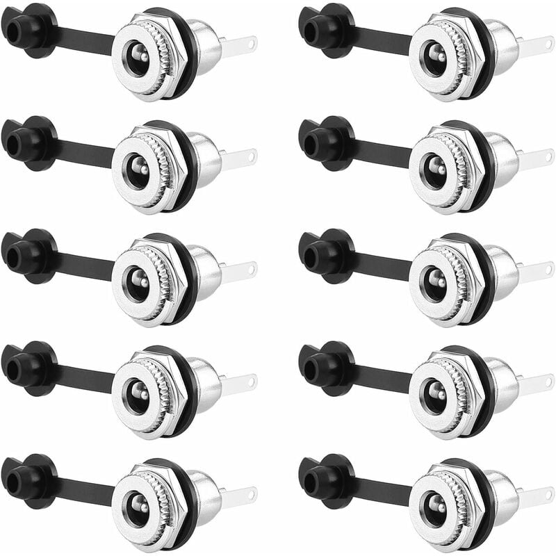 10 adapterów z gniazdem żeńskim jack z wodoszczelną zaślepką - gniazdo jack 5,5x2,1mm, do sprzętu audio-wideo, praktyczne i trwałe.