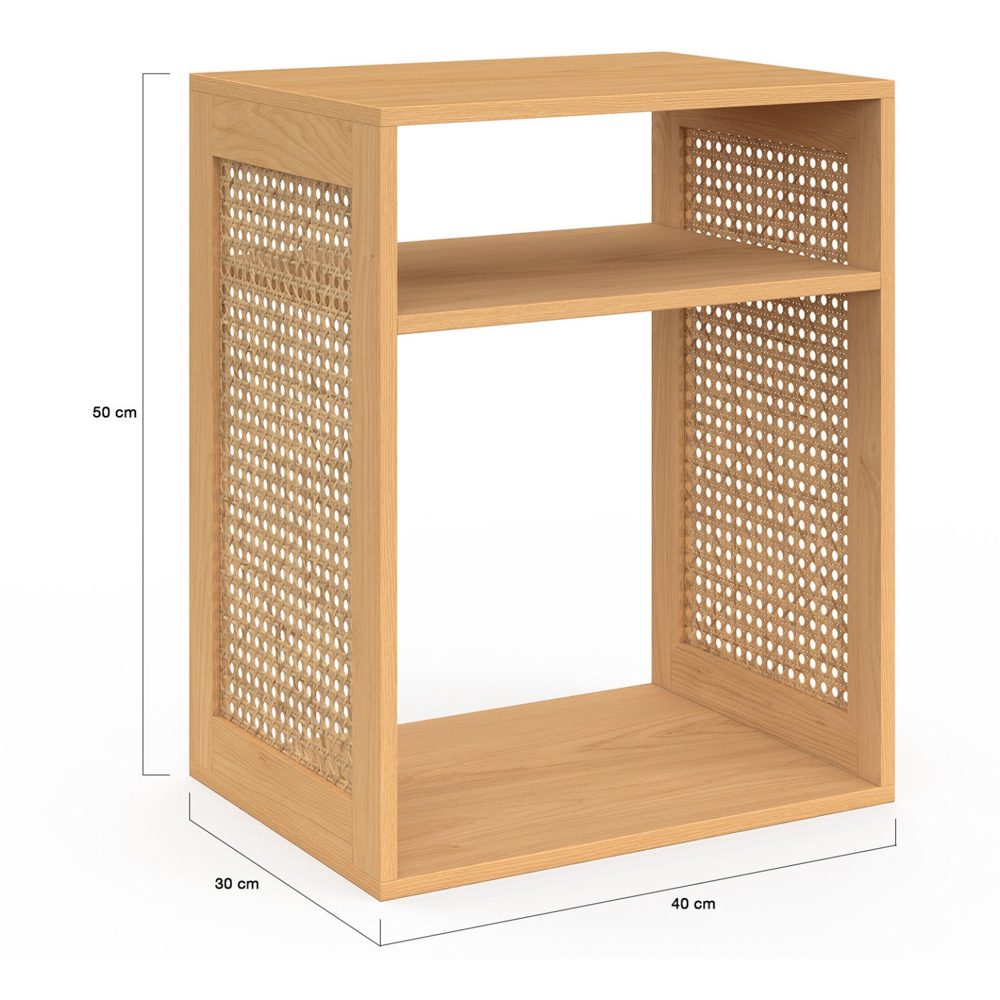 Lot de 2 tables de chevet NORA avec rangements ouverts cannage et bois - 4