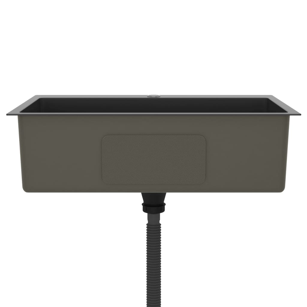 Maison Exclusive - Lavello da Cucina Lavorato a Mano Nero Acciaio Inox - 4