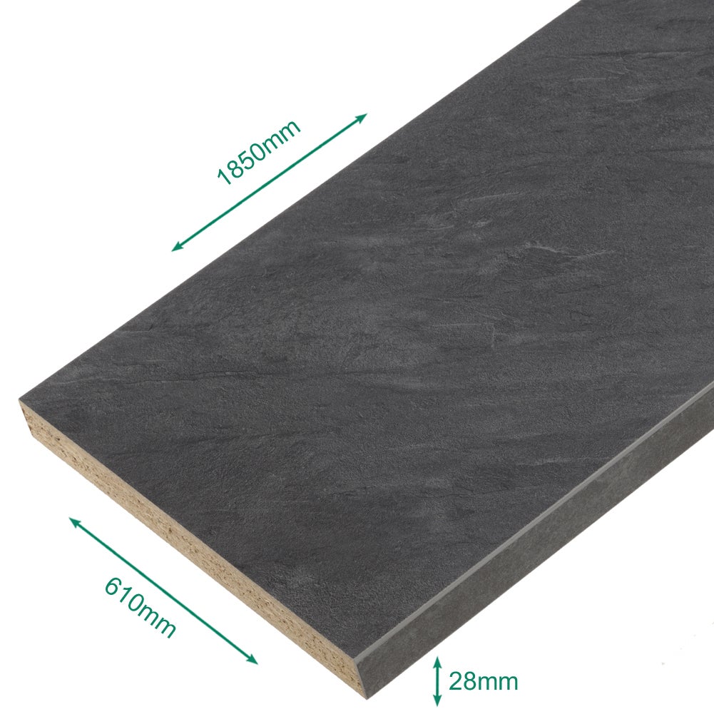 Plan de travail stratifié CPL ardoise foncé 1850 x 610 x 28 mm - PEFC 75% - Gamme Essentiel - 3
