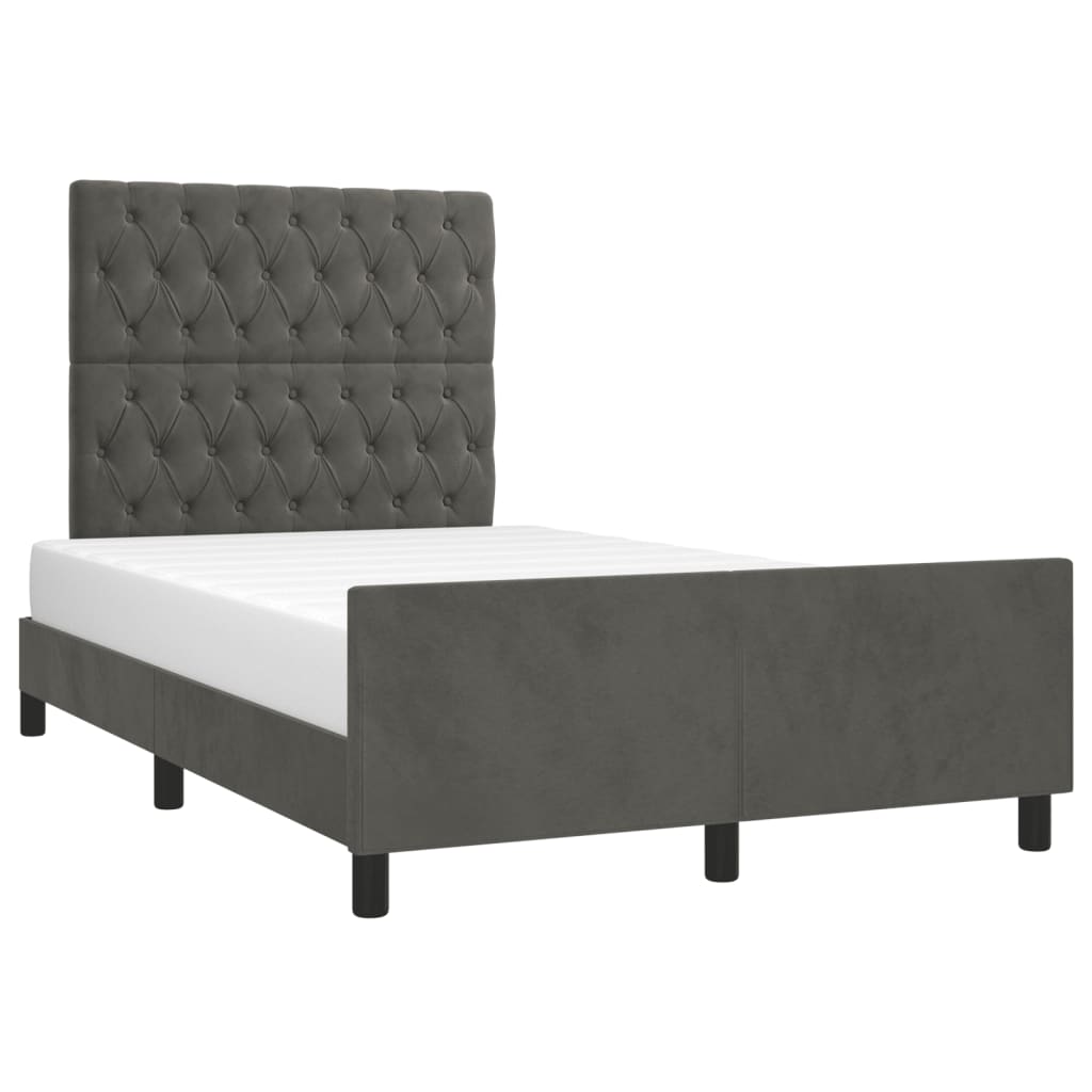 Cadre de lit sans matelas gris foncé 120 x 200 cm velours - 3