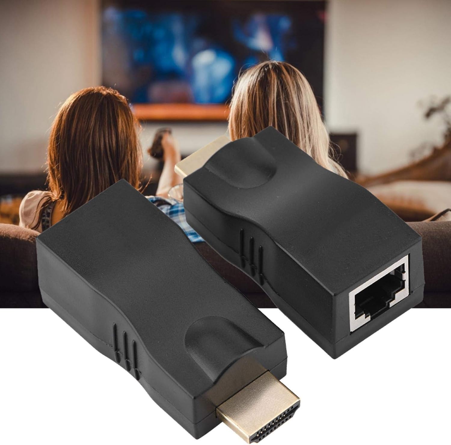 Convertisseur HDMI vers RJ45, prolongateur de câble Unique sans Perte 30M, Adaptateur de Conversion HDMI vers RJ45 4k * 2k, Prend en Charge HDMI1.4 3D - 5
