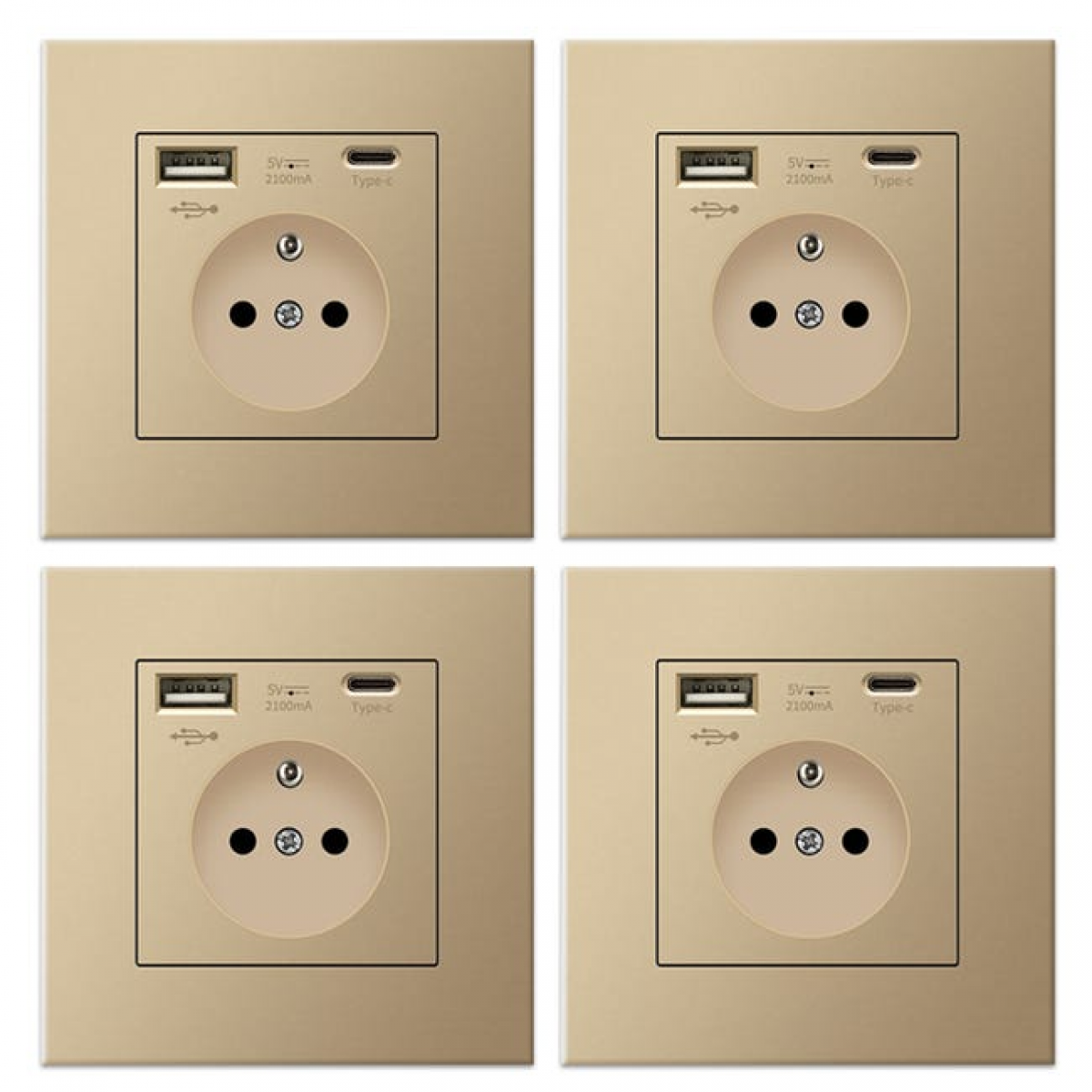 Lot de 4 prises murales USB et TypeC, 5 V 2,1 A, prise USB encastrée — free download