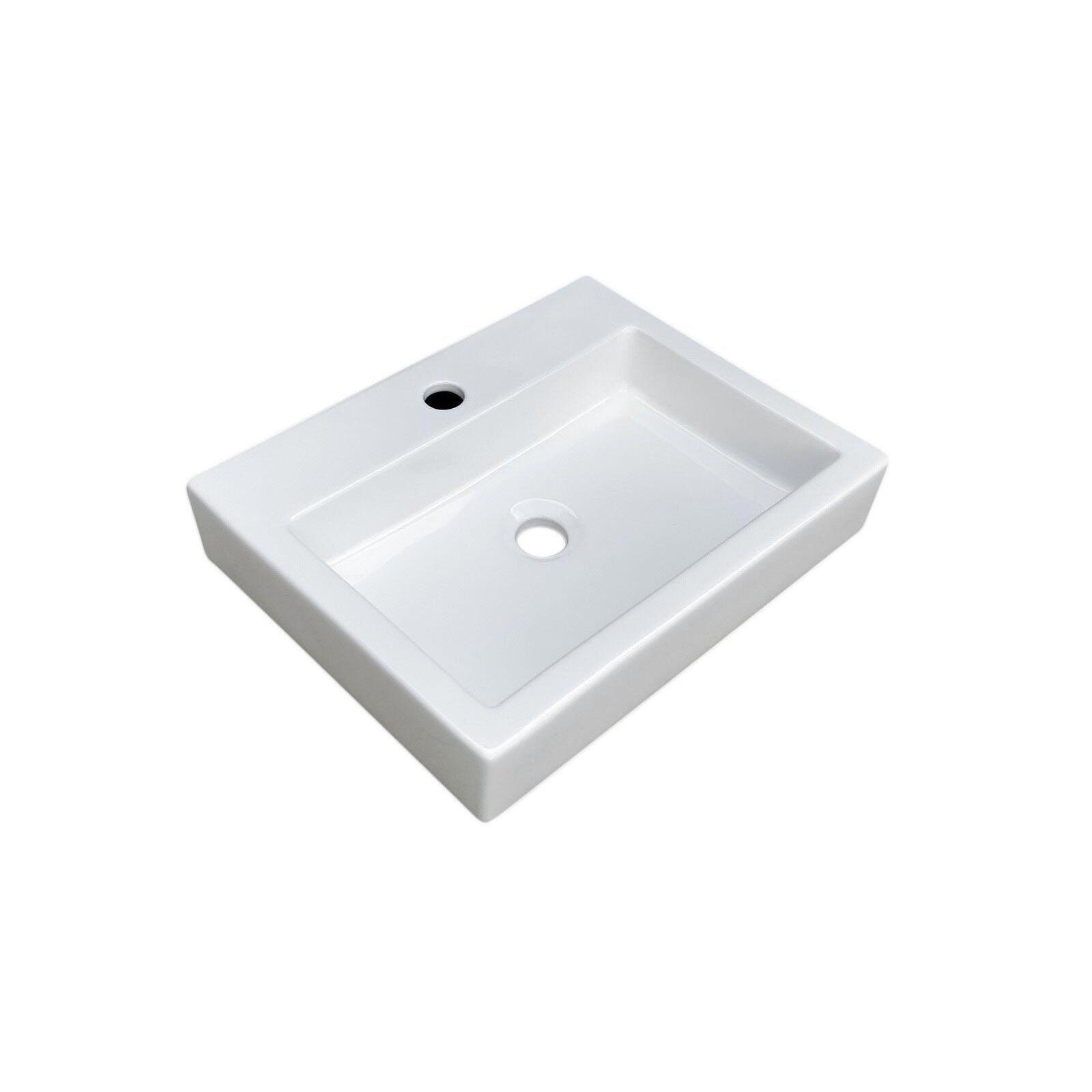 Lavabo da appoggio rettangolare in ceramica bianca PADI 48x38cm - 2