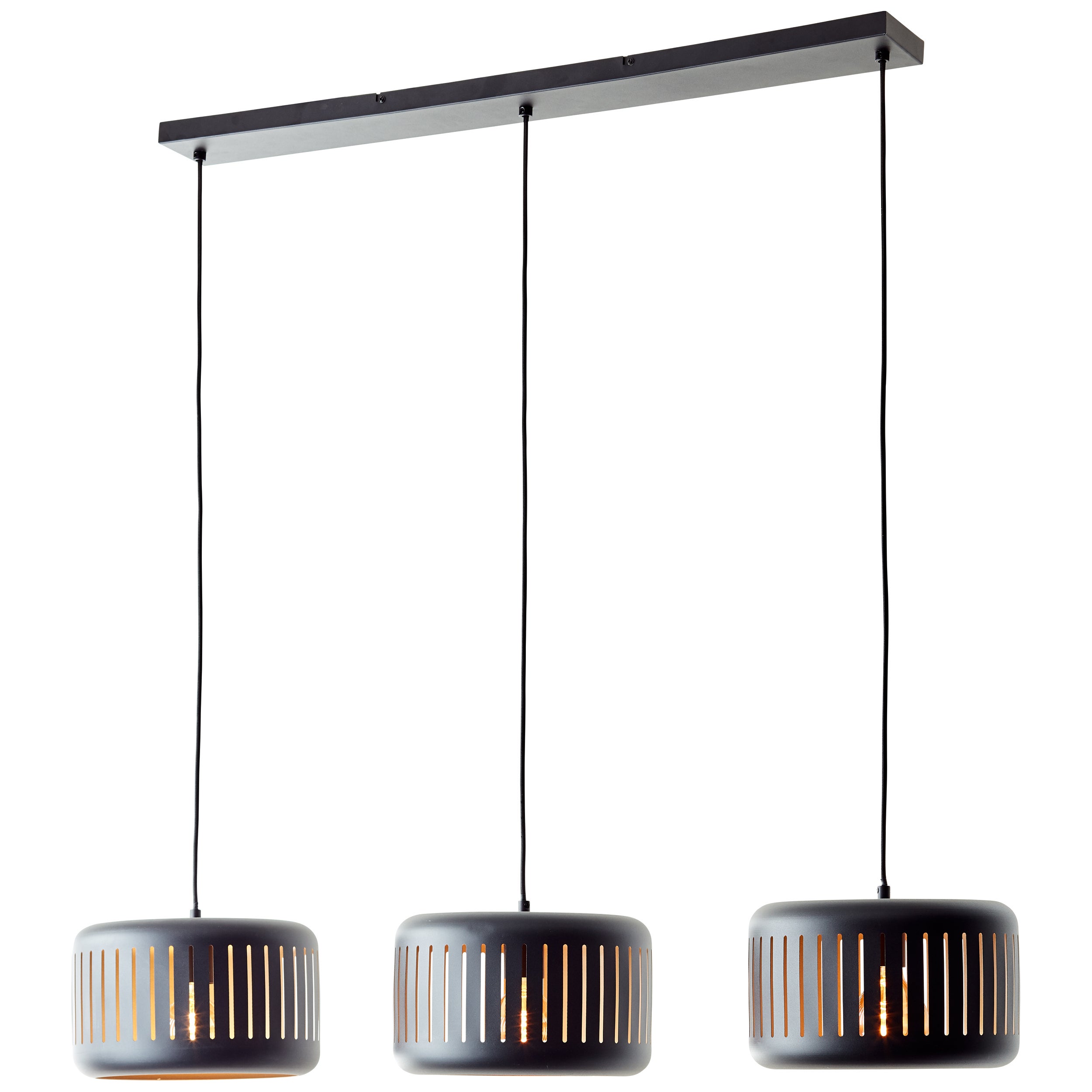 Brilliant Lampa wisząca 3-punktowa Tyas czarny/złoty metal/czarne drewno 3x A60, E27, 60 W - 3