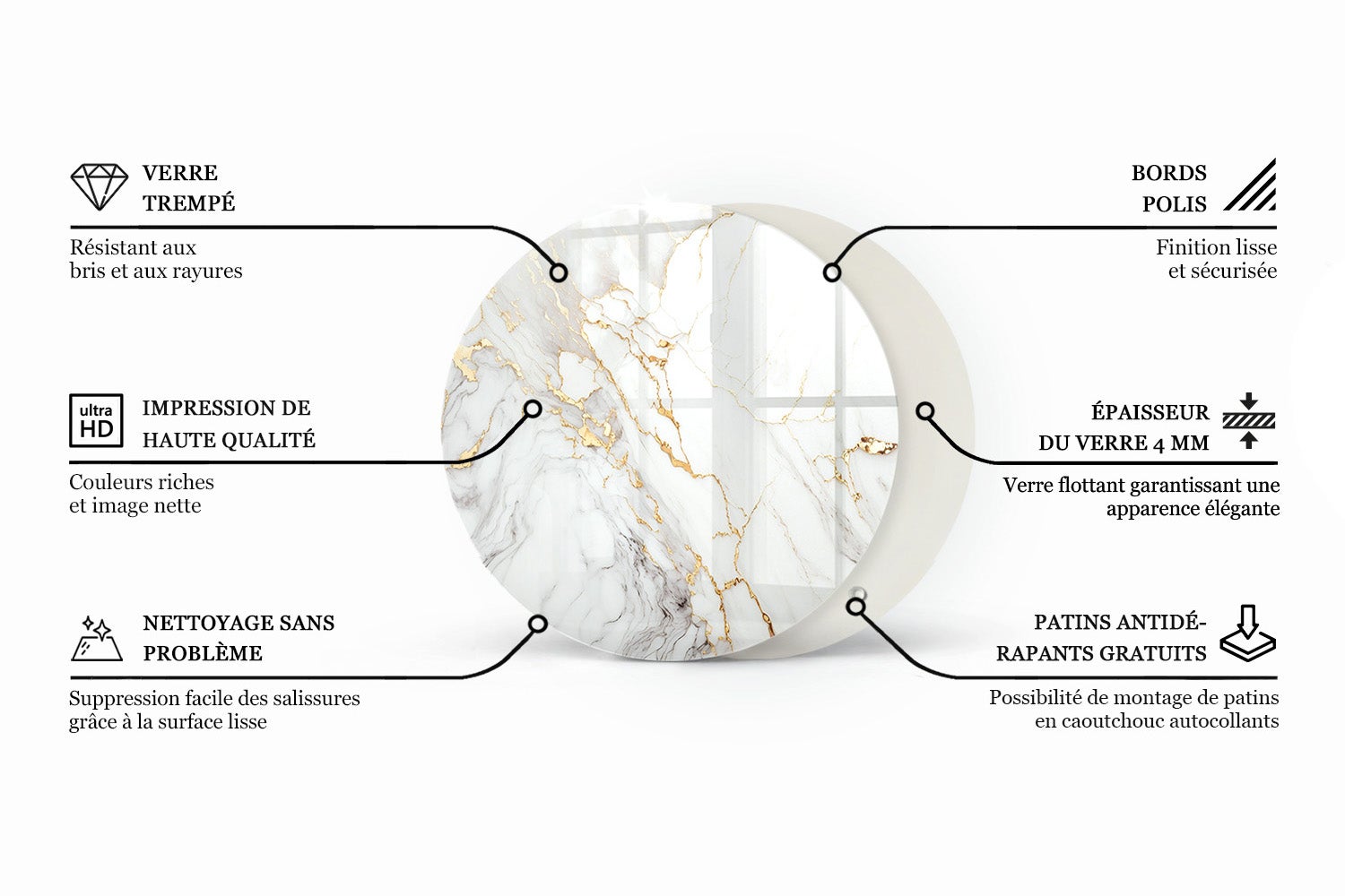 Plateau décoratif pour le salon, la cuisine | Roue | Bois naturel avec résine | fi100 - 3