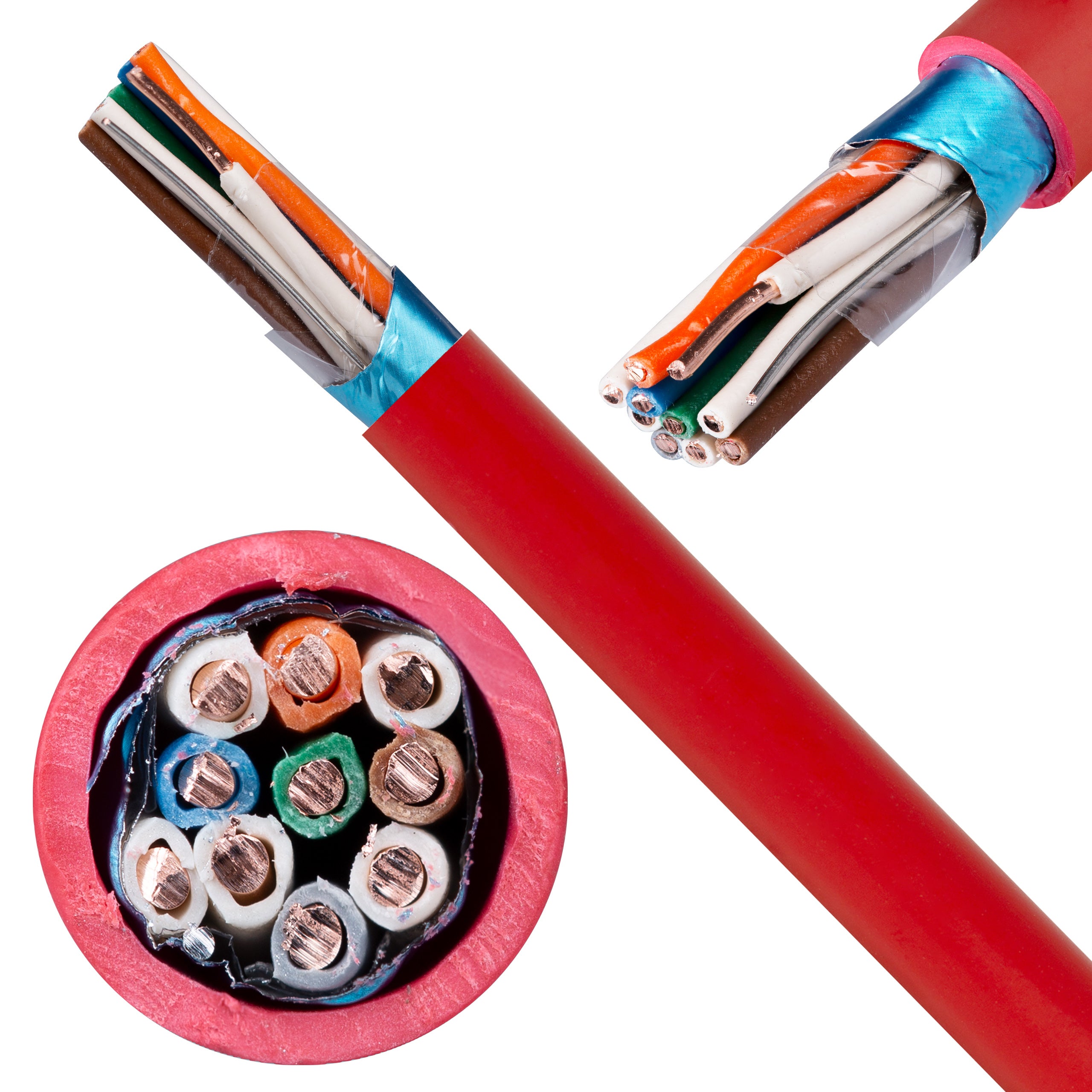 Kabel przeciwpożarowy parowany YnTKSYekw 5x2x0,8mm czerwony 150V ekranowany drut Bitner 100m