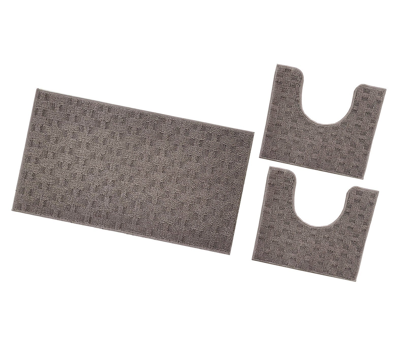 Dywanik łazienkowy 3D Miękki Spleciony Chłonny Antypoślizgowy Zmywalny Dywanik Nocny Zestaw 3-Częściowy Brązowy