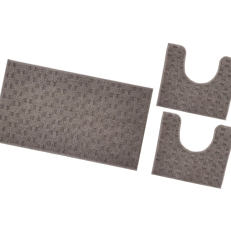 Dywanik łazienkowy 3D Miękki Spleciony Chłonny Antypoślizgowy Zmywalny Dywanik Nocny Zestaw 3-Częściowy Brązowy