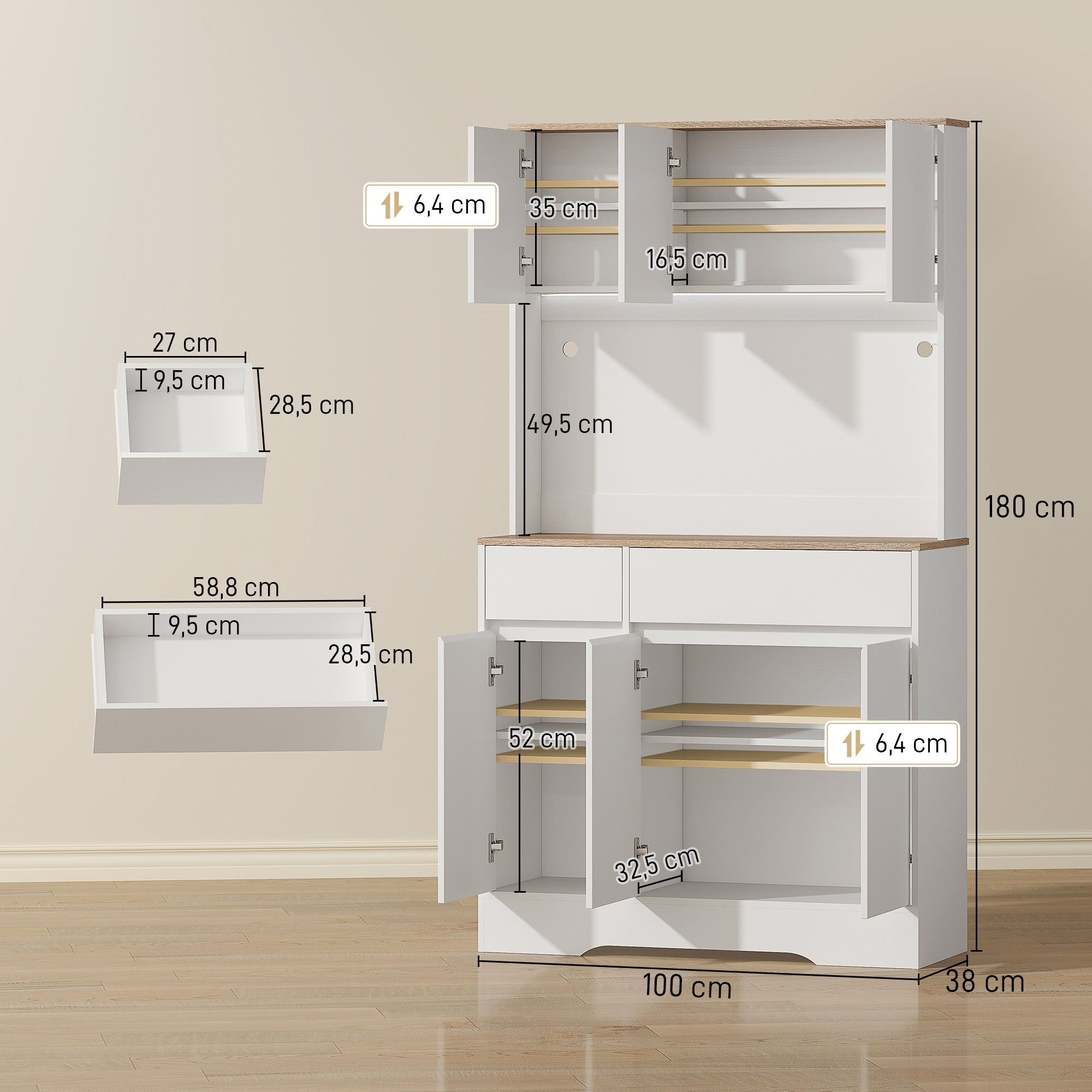 Armoire de cuisine bois d'ingénierie HOMCOM - 3
