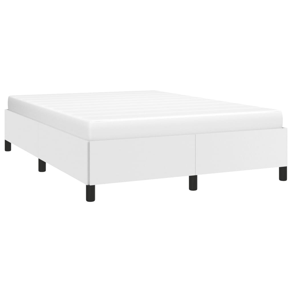Cadre de lit sans matelas en similicuir blanc pour la chambre, 140 × 200 cm - 3