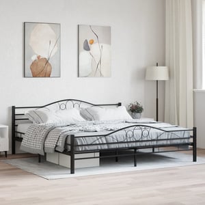 Struttura Letto Matrimoniale 120x190cm - Metallo, Doghe Acciaio, Altezza 46cm, Nero - Foto 10