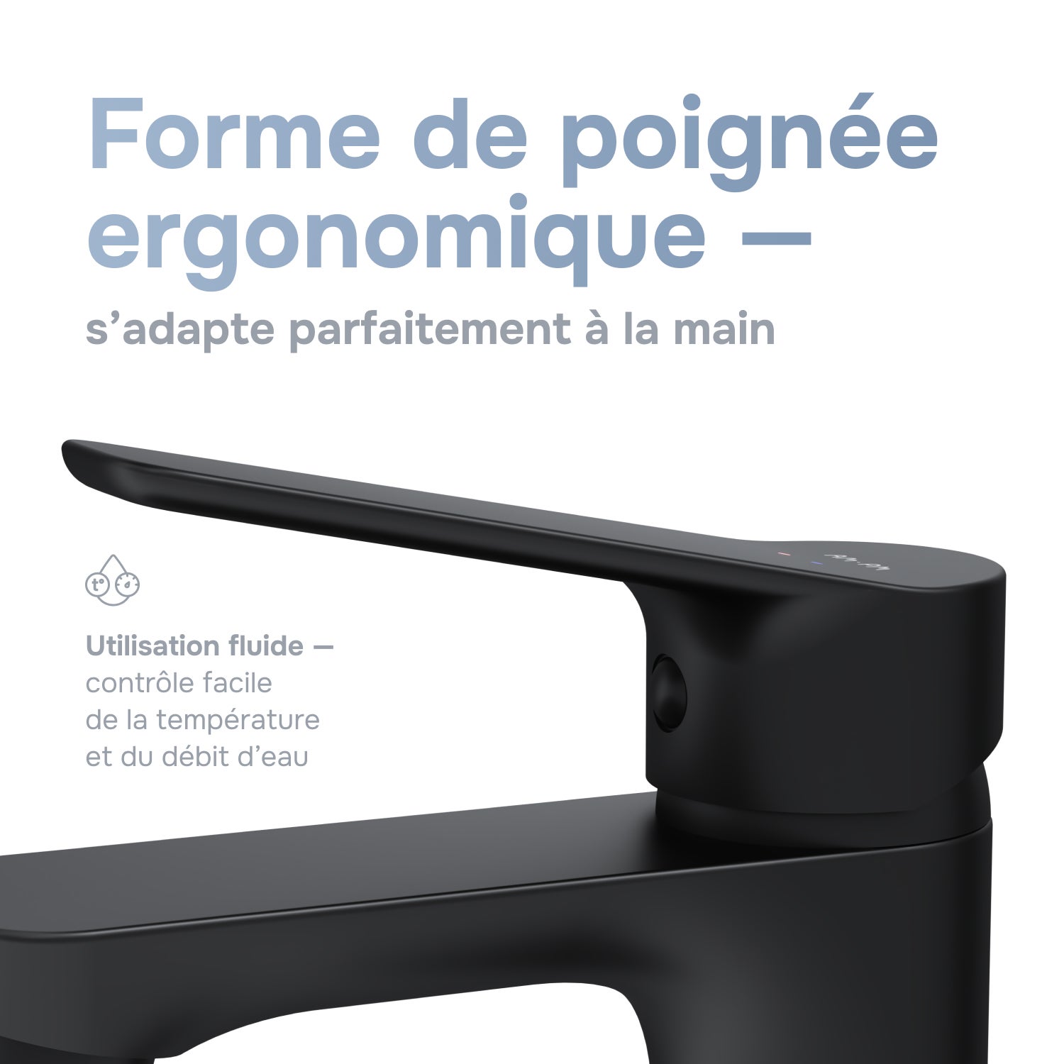 Mitigeur de Lavabo, Robinet de Lavabo avec bonde clic clac, Noir, taille M, FTA82222 AM.PM - 6