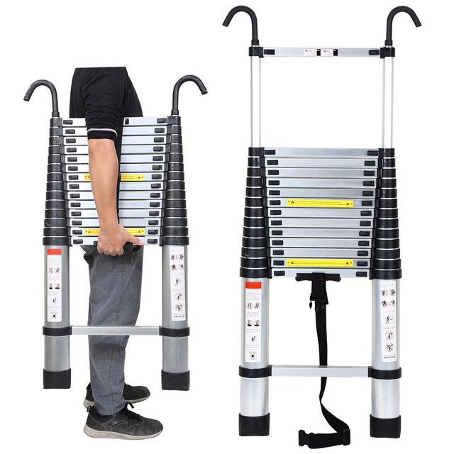 Scala Telescopica 4.4M Silber Foldable telescopica scala pieghevole con hakenScala singola dritta carico massimo 150 kg