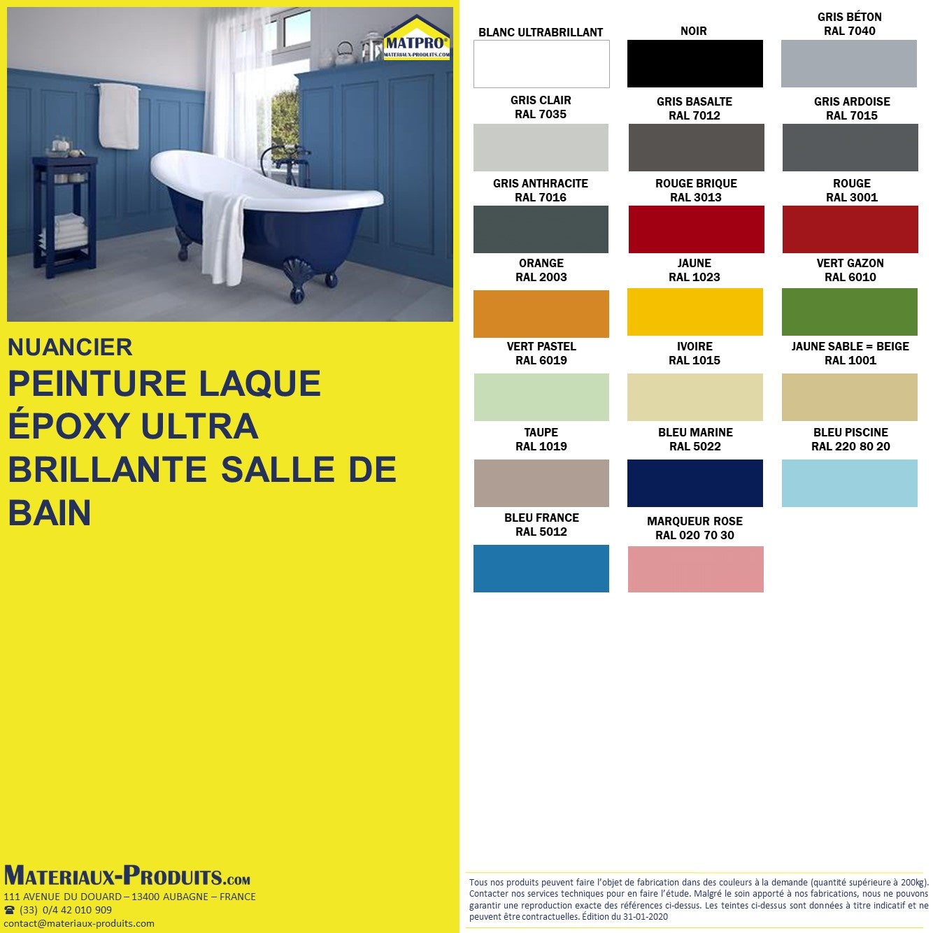 Peinture laque époxy salle de bain Kit de 1 Kg Blanc Ultrabrillant - PEINT40 - MATPRO - 2