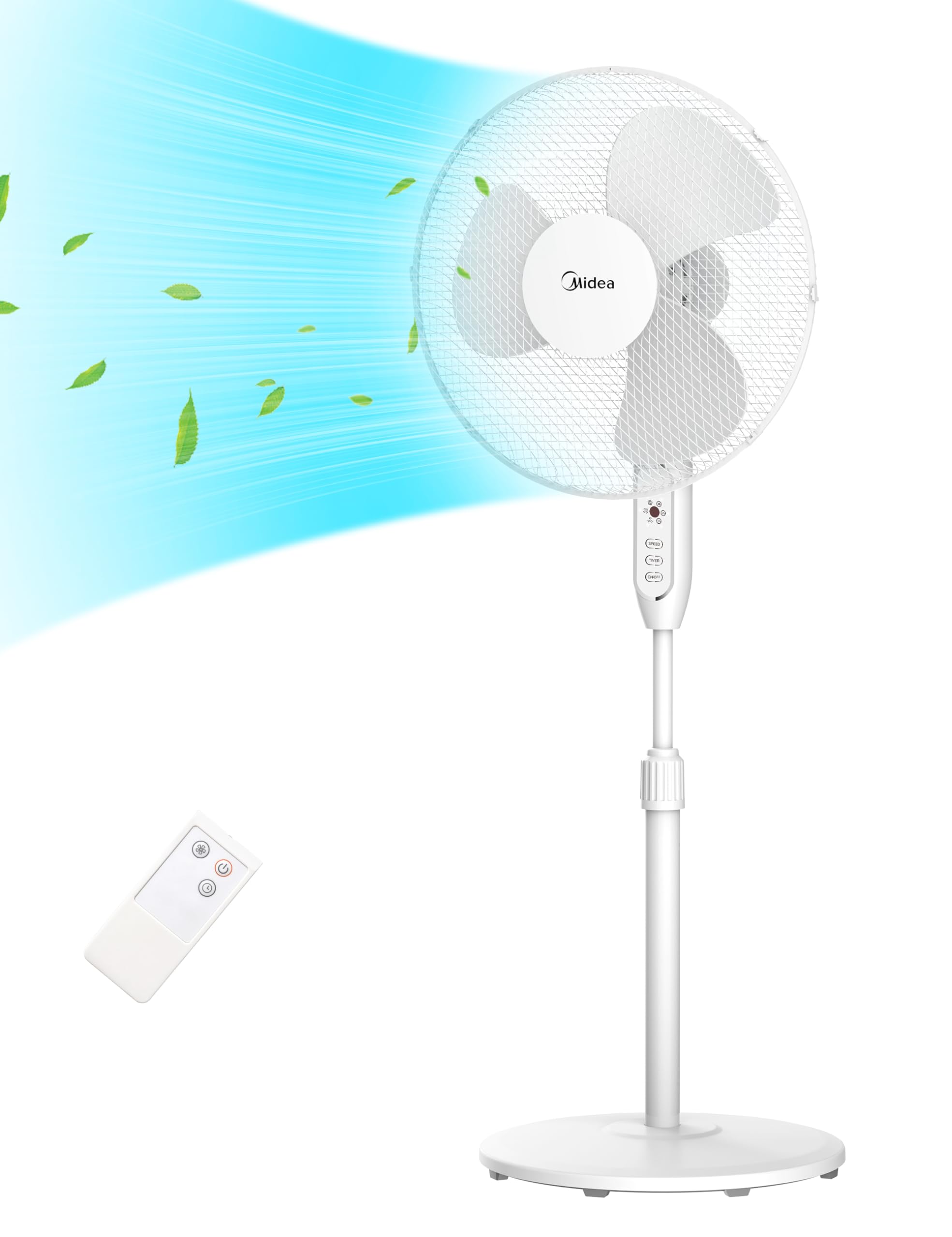 Ventilatore A Piantana Midea 40W - Telecomando, Timer 7h, 3 Velocità, Oscillazione 90° - Foto 10