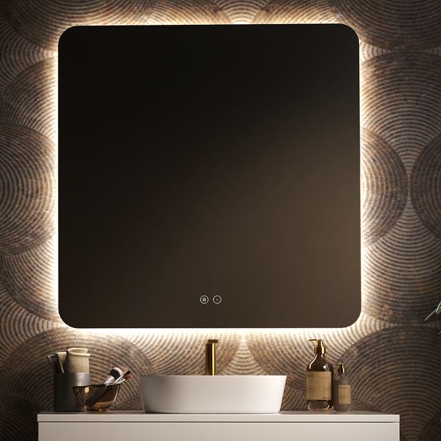 Specchio Bagno Quadrato LED 80x80 cm, Intensità Regolabile, Antiappannamento, Touch – Feel Your Bath - Installazione Facile
