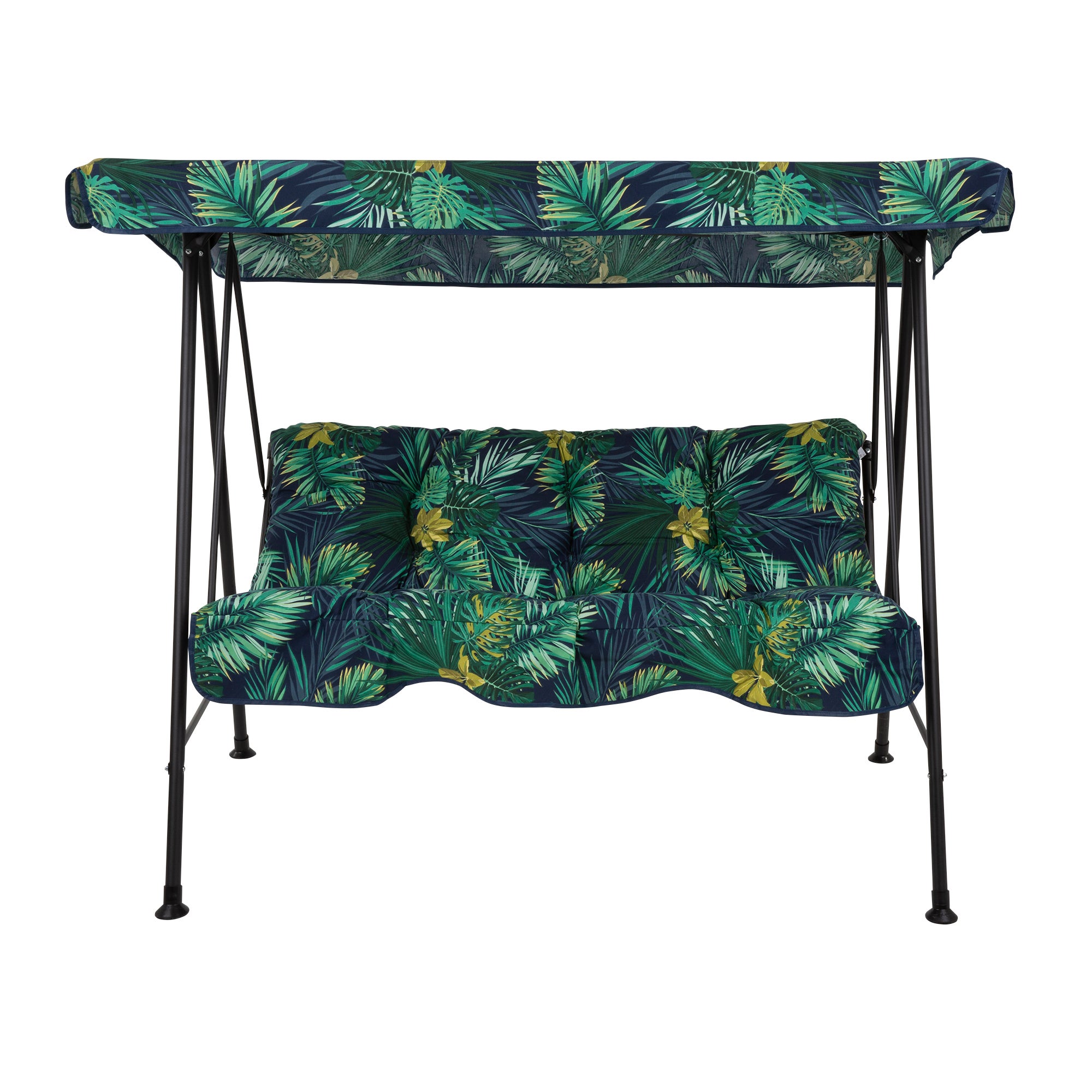 Huśtawka ogrodowa Tora Black Edition zielony wzór roślinny PATIO