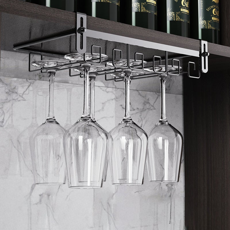 Uchwyt na kieliszki do wina, chłodziarka do wina do góry nogami, bez otworu w ścianie, ciemnoszary, 3 przegródki (na 6-9 kieliszków), 35*22,5*7 cm