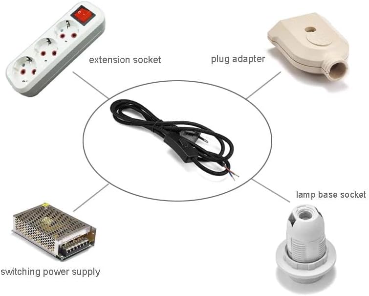 Câble d'alimentation avec interrupteur, prise européenne 130 cm, 220V, transparent, adapté pour prises, alimentations et douilles. - 5