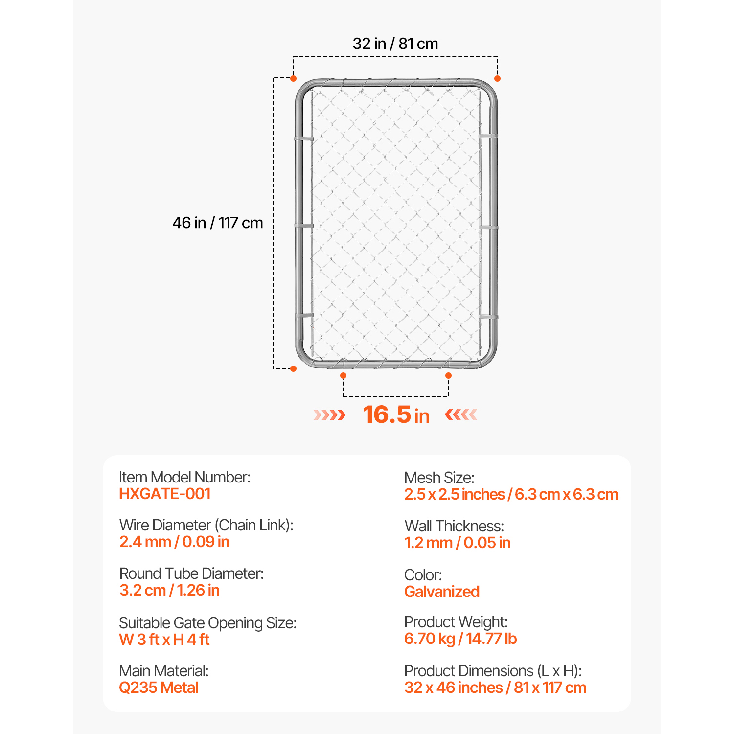Portillon de jardin 81x117 cm,SucceBuy porte réglable en acier galvanisé antirouille,installation simple,idéal pour jardin - 9