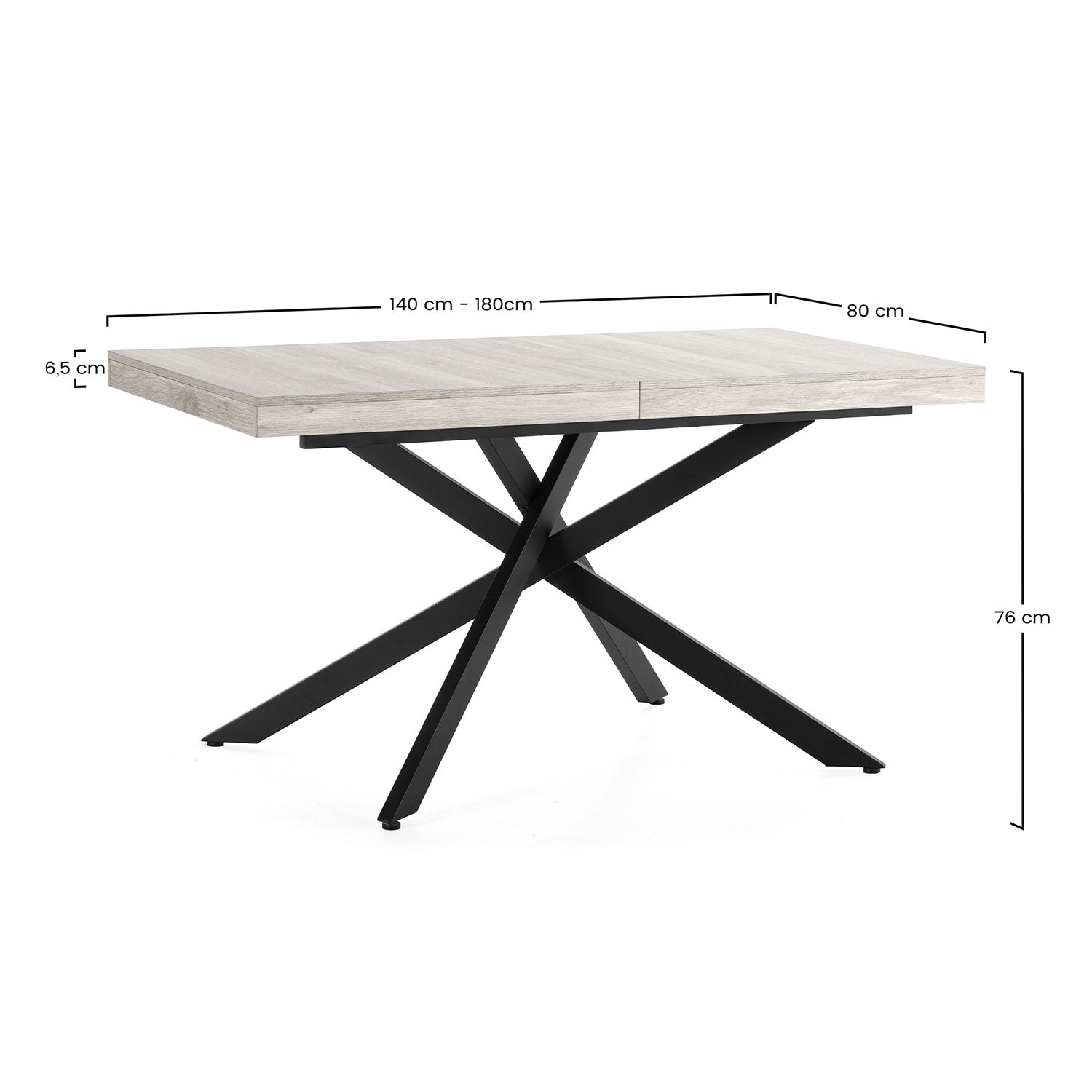 Table de salle à manger extensible Palermo couleur chêne, 140-180 cm - 8