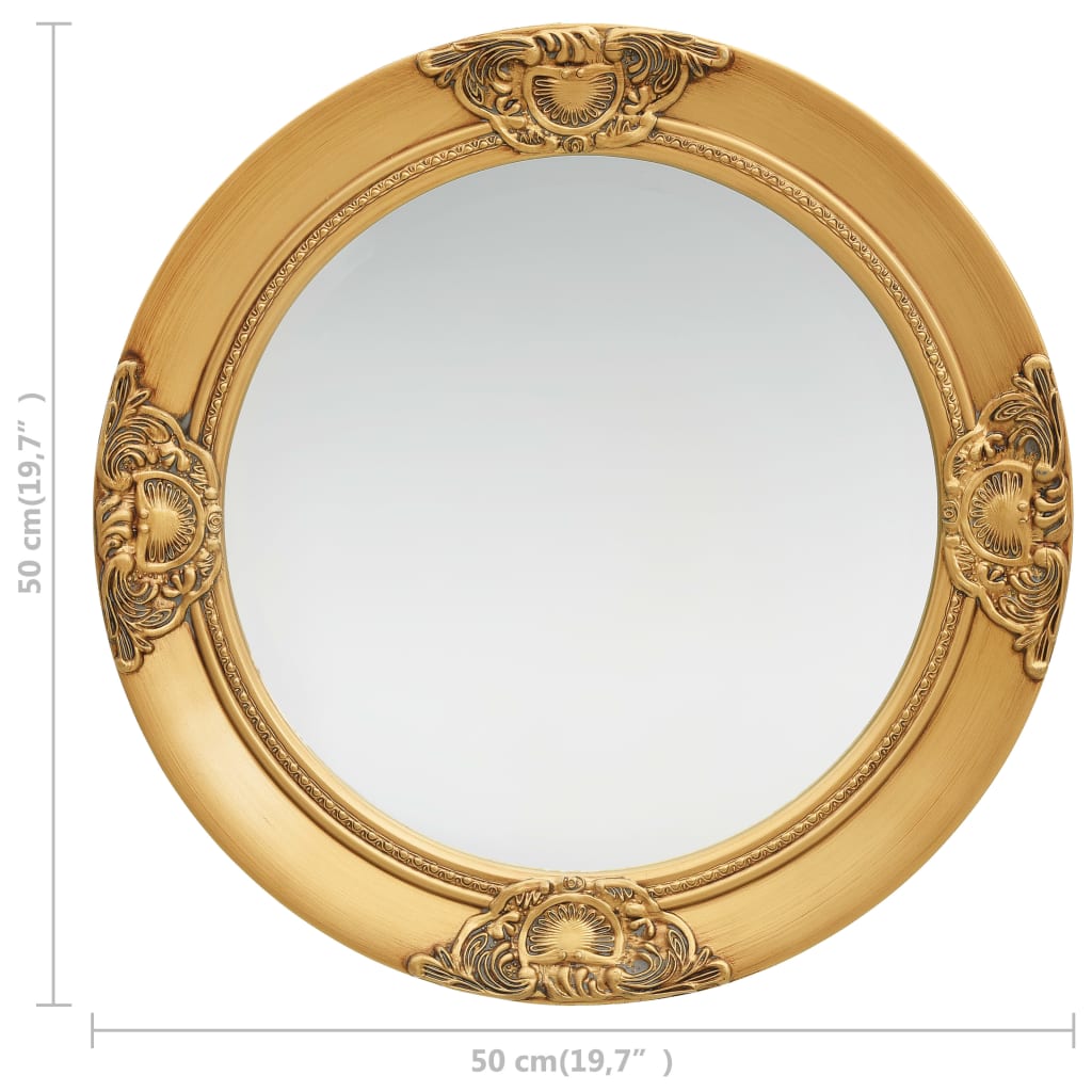 Espelho de parede estilo barroco dourado 50 cm- COMFORTXL - 6