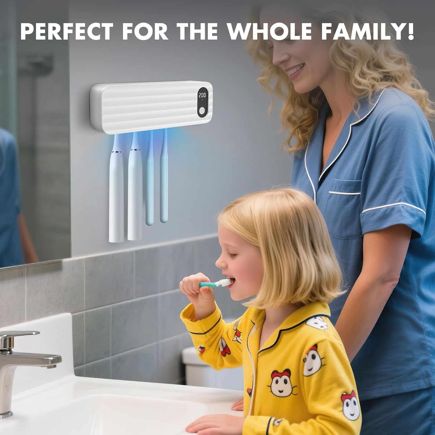 Stérilisateur de brosses à dents avec 5 emplacements, support de brosses à dents intelligent et organisateur, support mural sans fil et rechargeable - 6