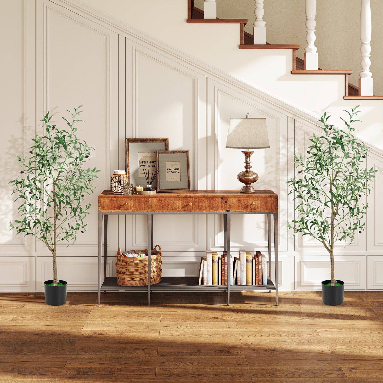 Arbre Artificiel d'olive de 130 cm en Pot, Fausses Plantes avec Fruits Réalistes Plantes Vertes, Décorations Plantes Modernes pour Maison Bureau - 4