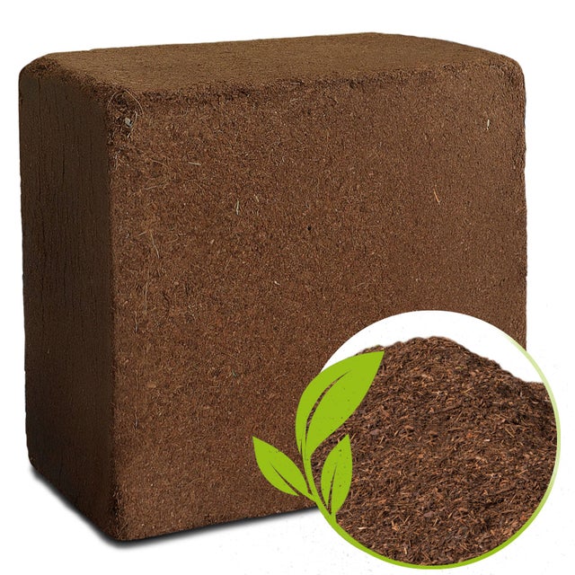Terriccio di Cocco 5 kg, Blocco Compresso 75 L, Substrato Naturale Ultra Assorbente per Piante e Giardino