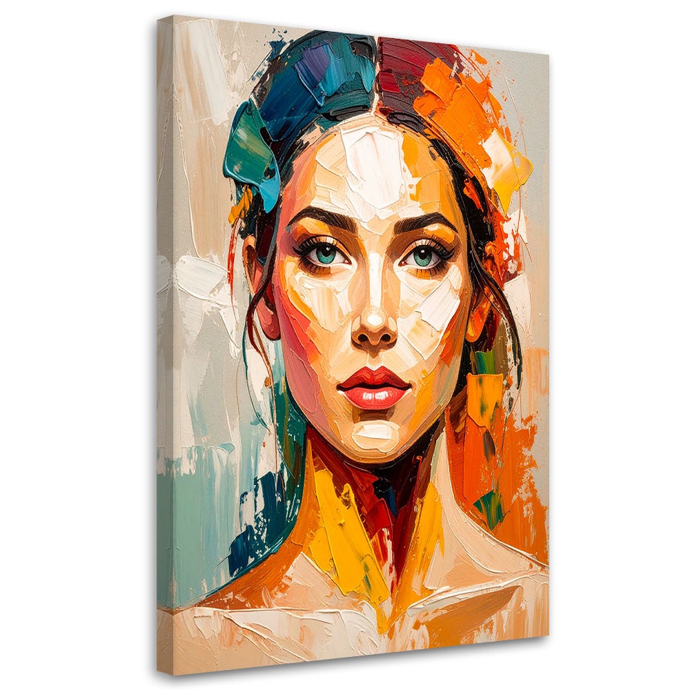 Obraz do salonu sypialni portret pieknej kobiety efekt farby 60x90