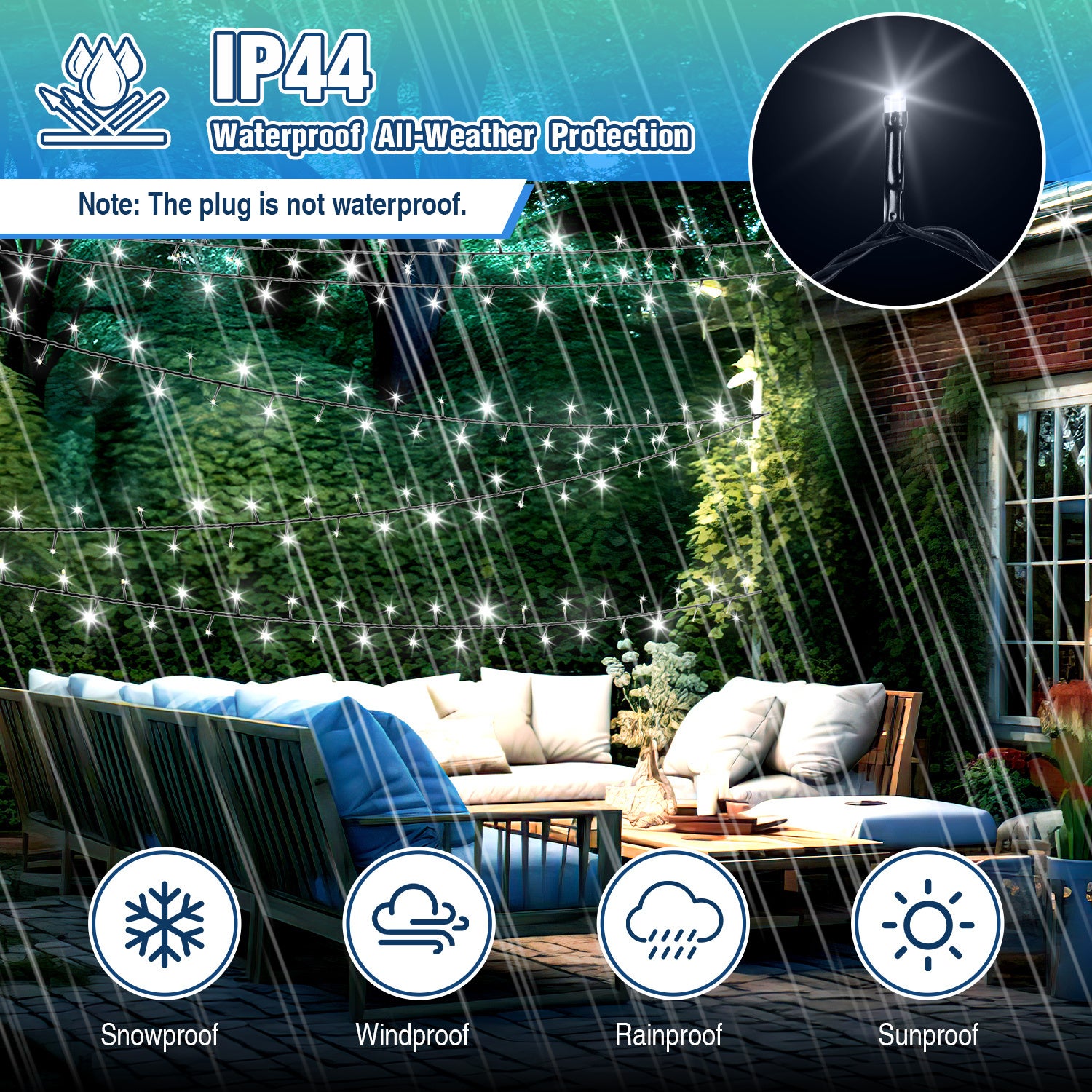 1000LEDs 200M LED Guirlande Lumineuse Noël Blanc Froid 8 modes Extérieur Intérieur IP44 Étanche Jardin décoration de fête pour Noël mariage - 3