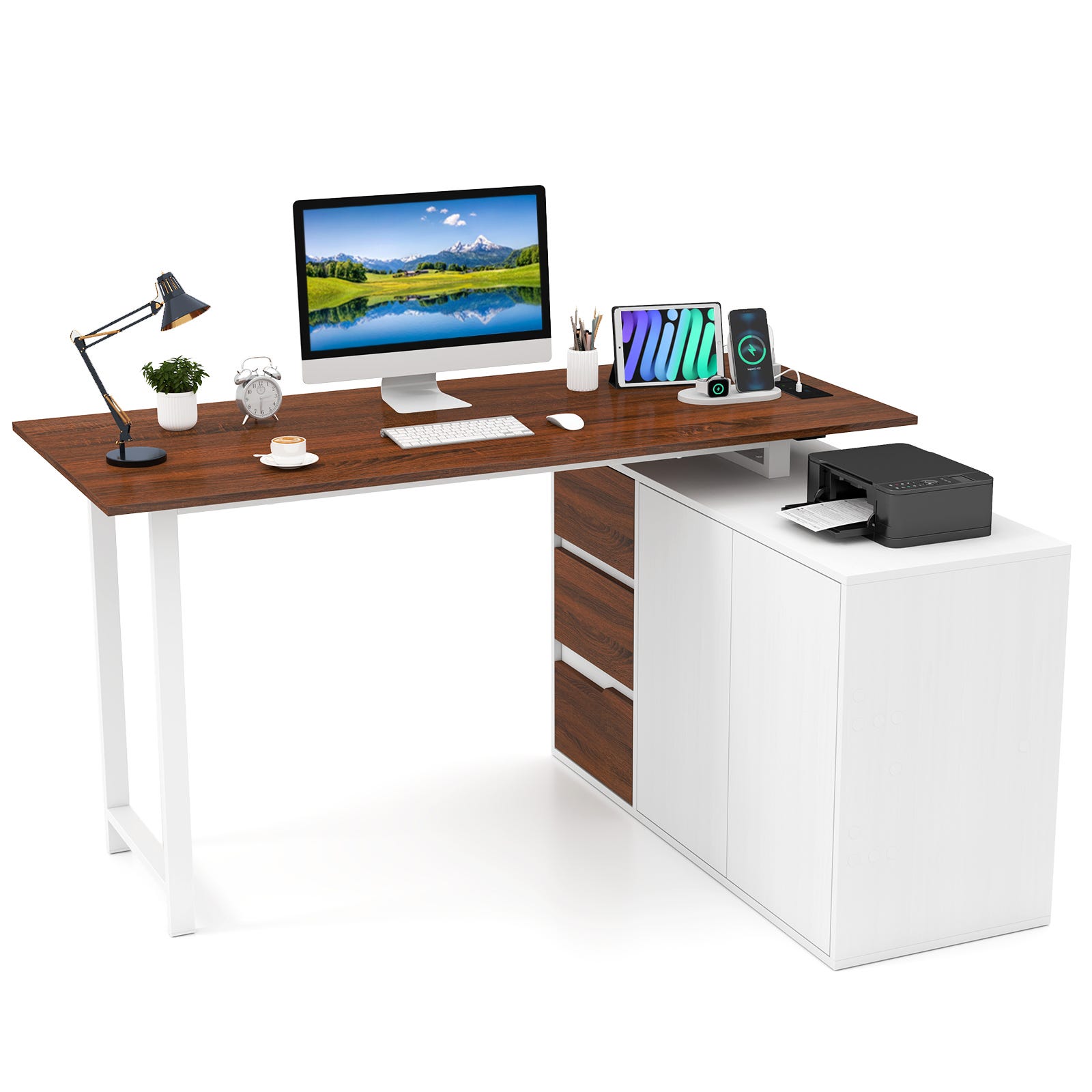 Yaheetech Scrivania Computer PC e Stampante con Ruote Ufficio Mobile Tavolo per Computer e Stampante Tastiera Scorrevole da Studio Marrone Rustico Yaheetech Scrivania Computer PC e Stampante con Ruote Ufficio Mobile Tavolo per Computer e Stampante Tastiera Scorrevole da Studio Marrone Rustico