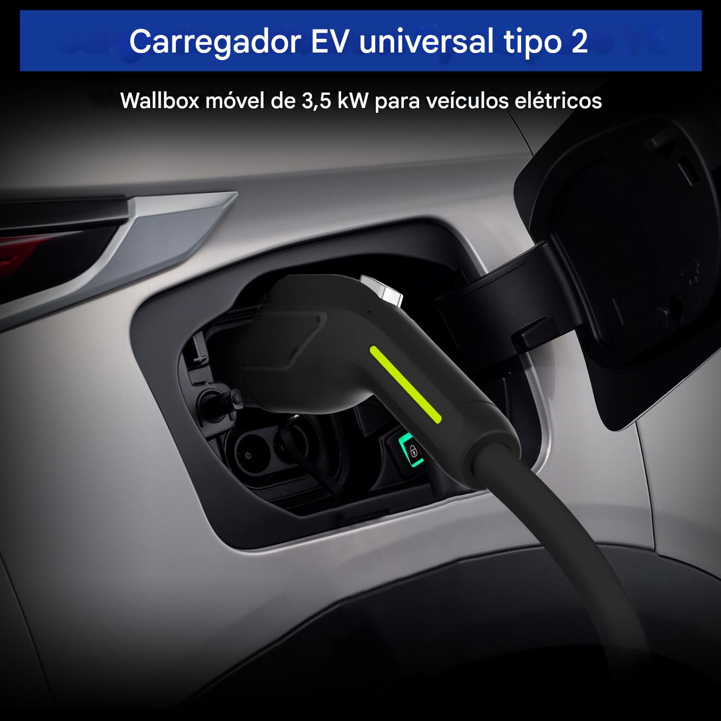 AWESAFE Carregador para carro elétrico 3.68 kW 16A Monofásico Type 2 - Cabo 5m com Tomada Schuko, Certificação IEC62196 e IP67 - 8