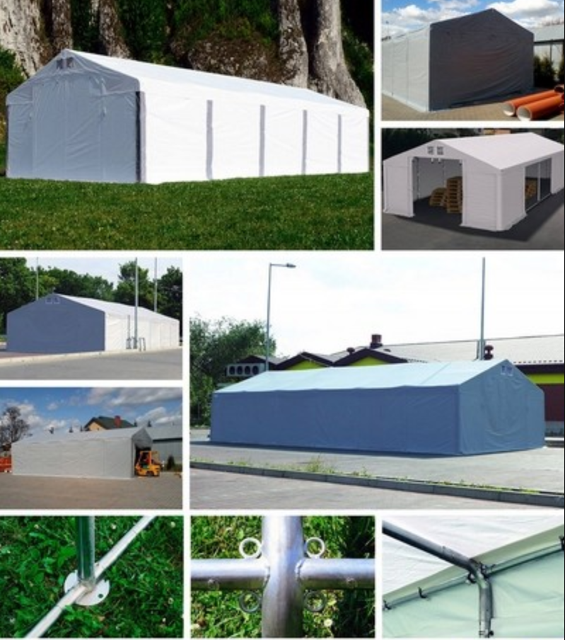 6x8 48 m² nave-tienda de almacenamiento, Alt. 3,09 m, puerta 3,04x2,45 m, lona de PVC de 530 g/m² - 2