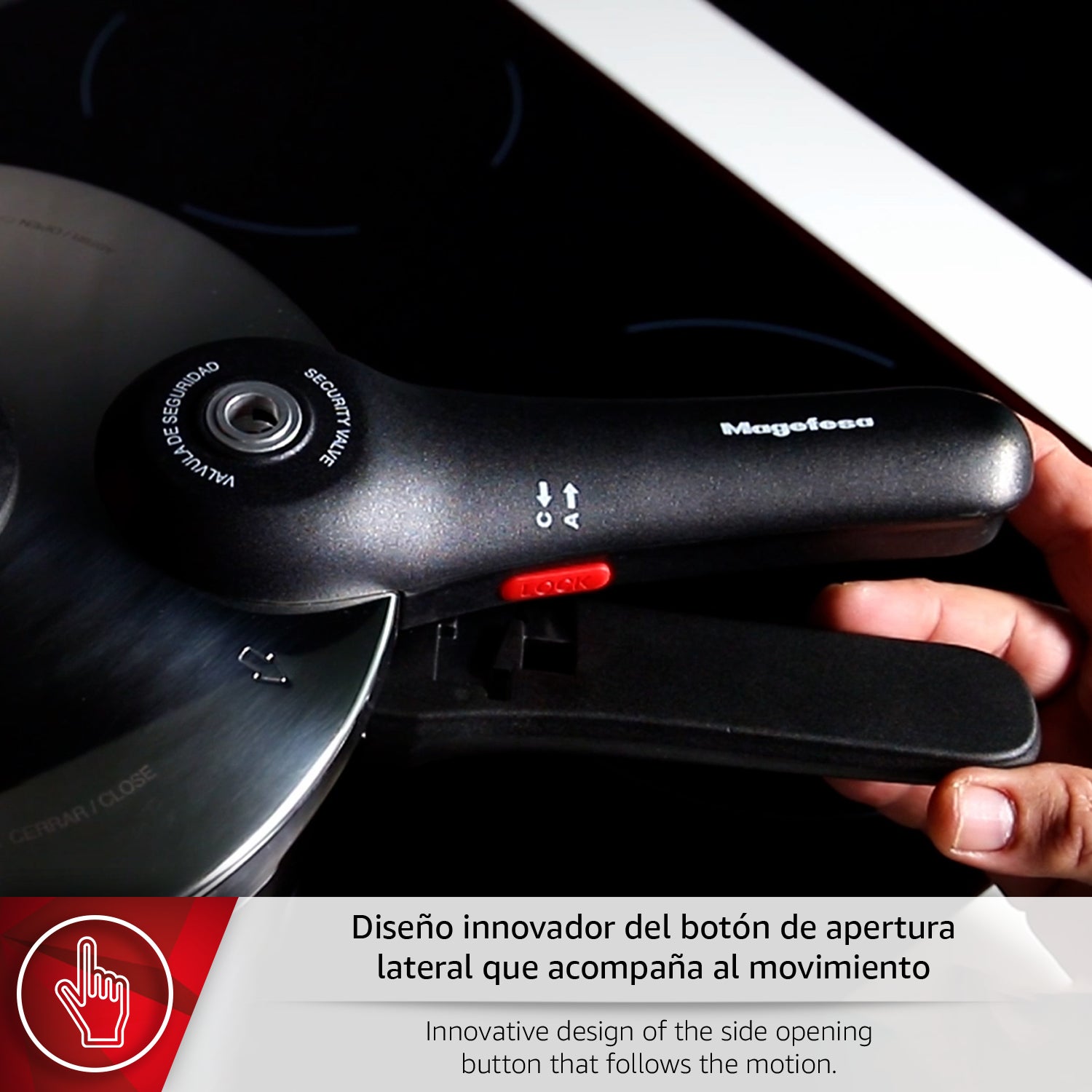 Magefesa EasyClick - Juego de Ollas Express Rápida 4 y 6L, Acero Inoxidable 18/10, Todo Tipo de Cocinas, Inducción, 2 Modos de Presión - 4