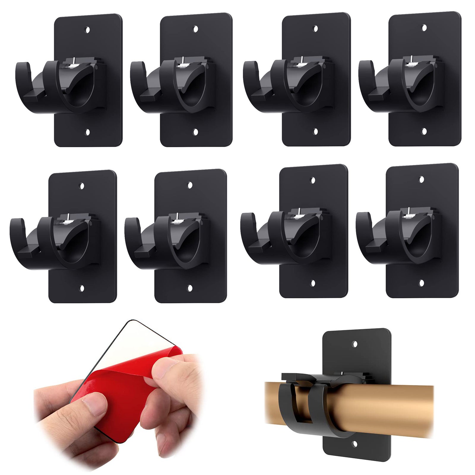 KZQ 2 Pezzi Supporto Per Asta Per Tenda, Supporto Per Asta Per Armadio Con Viti Montaggio A Soffitto Per Tenda E Armadio Acciaio Inossidabile Nero Opaco Diametro 32 Mm 88123600