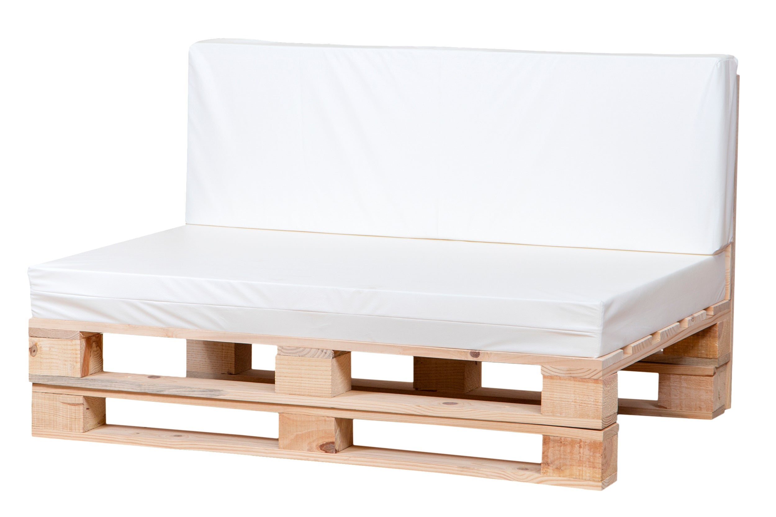 Conjunto cojines tejido impermeable para sofa de palets de 100cm x 60cm (asiento + respaldo) blanco