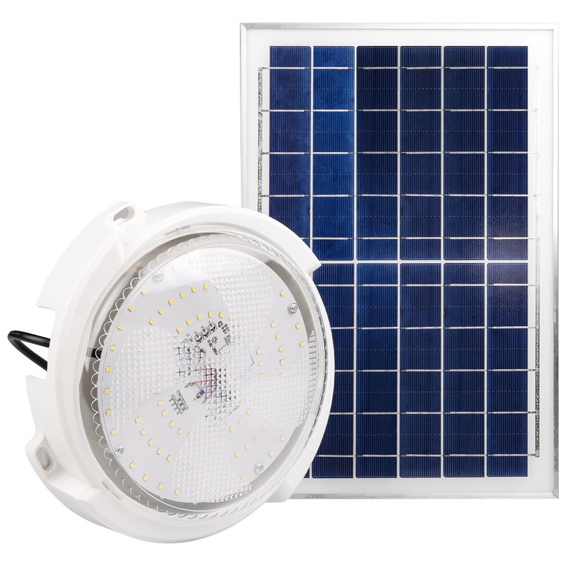 Plafon LED solarny 120W IP65 5000K z czujnikiem zmierzchu i pilotem biały MasterLED