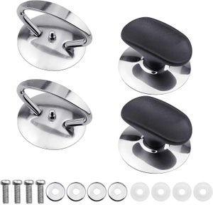 4 Pomelli Di Ricambio Per Coperchi Pentole - Impugnatura In Plastica Nera Diametro 6 Cm - Universali E Resistenti - Facili Da Montare - 3