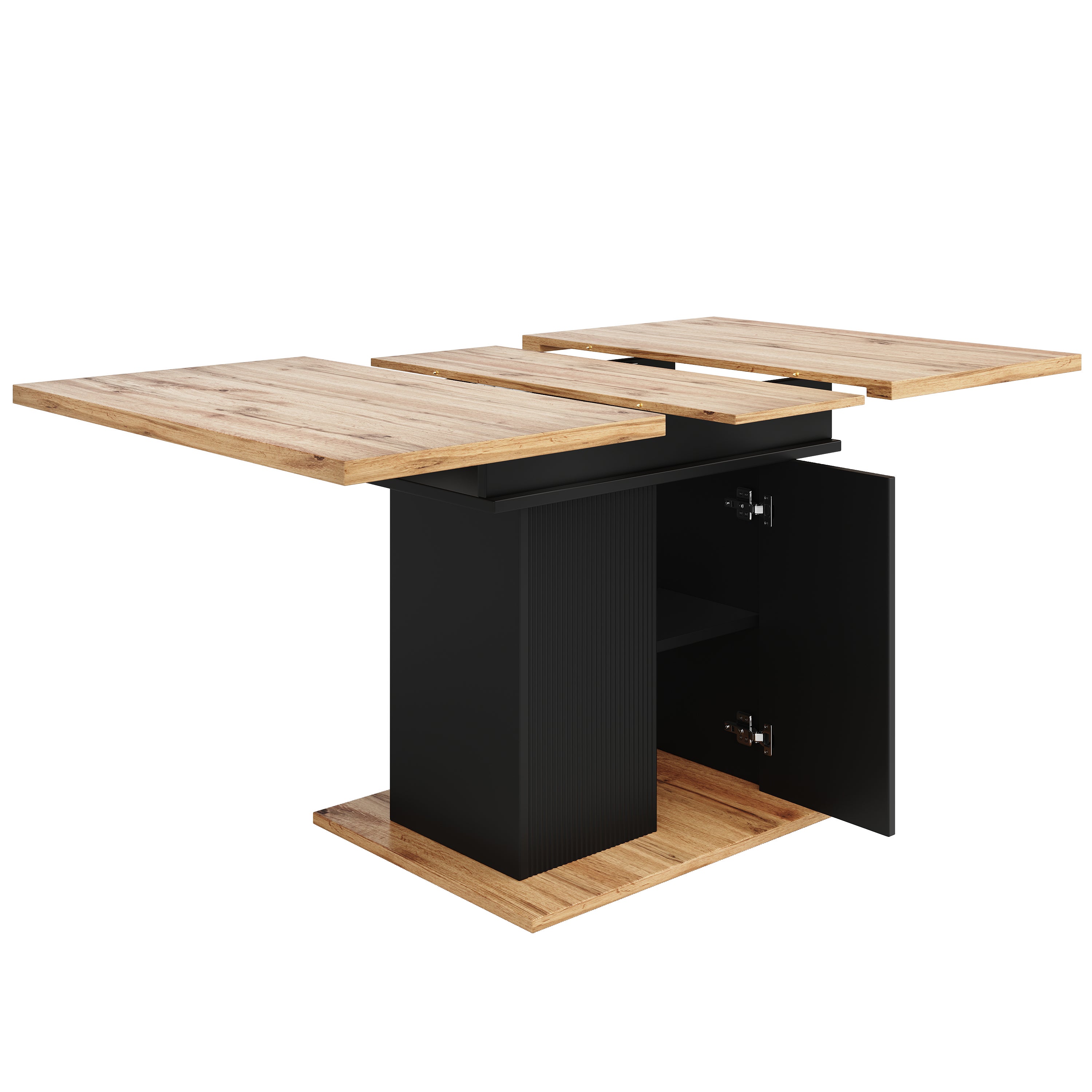 Table à manger estensible 4 à 6 couverts avec 2 portes - 110/140 x 70 x 76 cm - Bois MDF - pour cuisine et salon - Naturel - 9