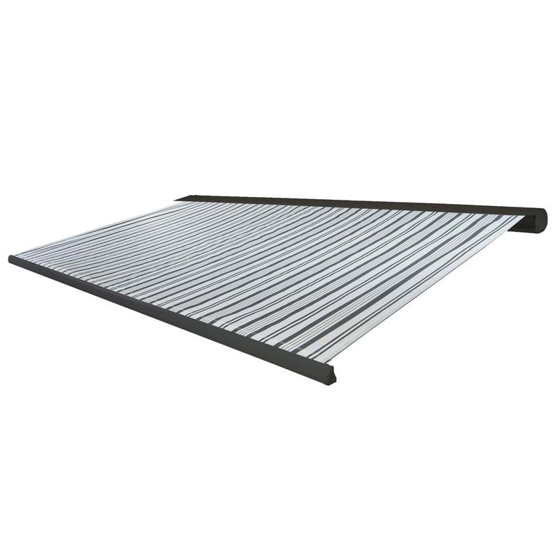 Wymienne poszycie do markizy T124, pełna kaseta Wymienne poszycie przeciwsłoneczne 5x3m ~ Poliester szaro-biały