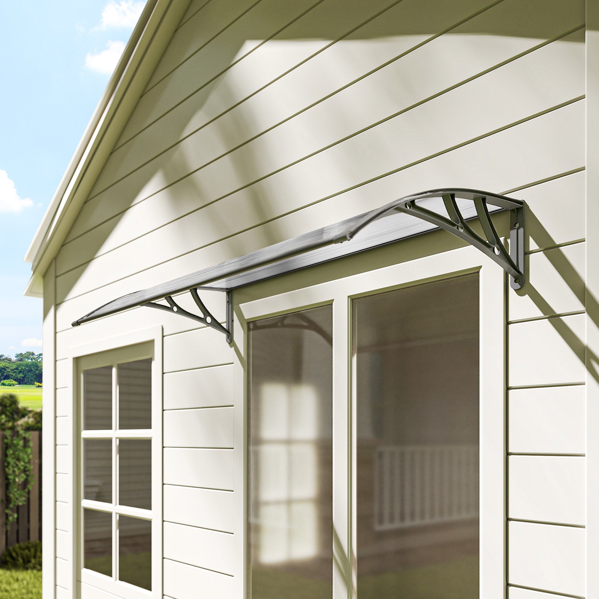 Marquise exterior em policarbonato Outsunny 110x60x20 cm transparente - 9