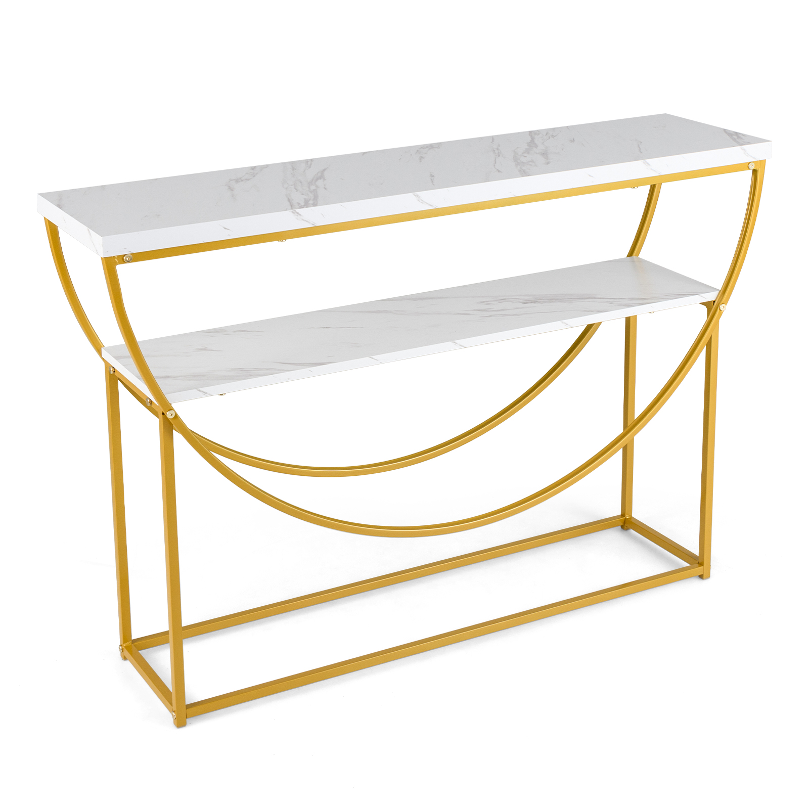 Stolik konsolowy wąski, stół wejściowy o długości 120 cm, 2 poziomy, stolik do salonu, idealny do przedpokoju i salonu, 120 x 30 x 80,5 cm