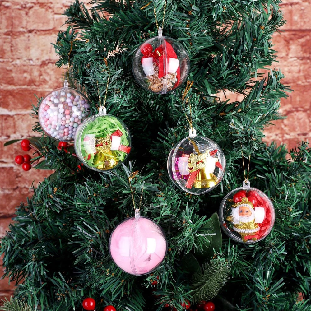 Bolas transparentes para enfeites, pacote com 20 unidades, 80 mm (3,15 pol.) para Natal, feriados, casamentos, festas e decoração de casa - 3