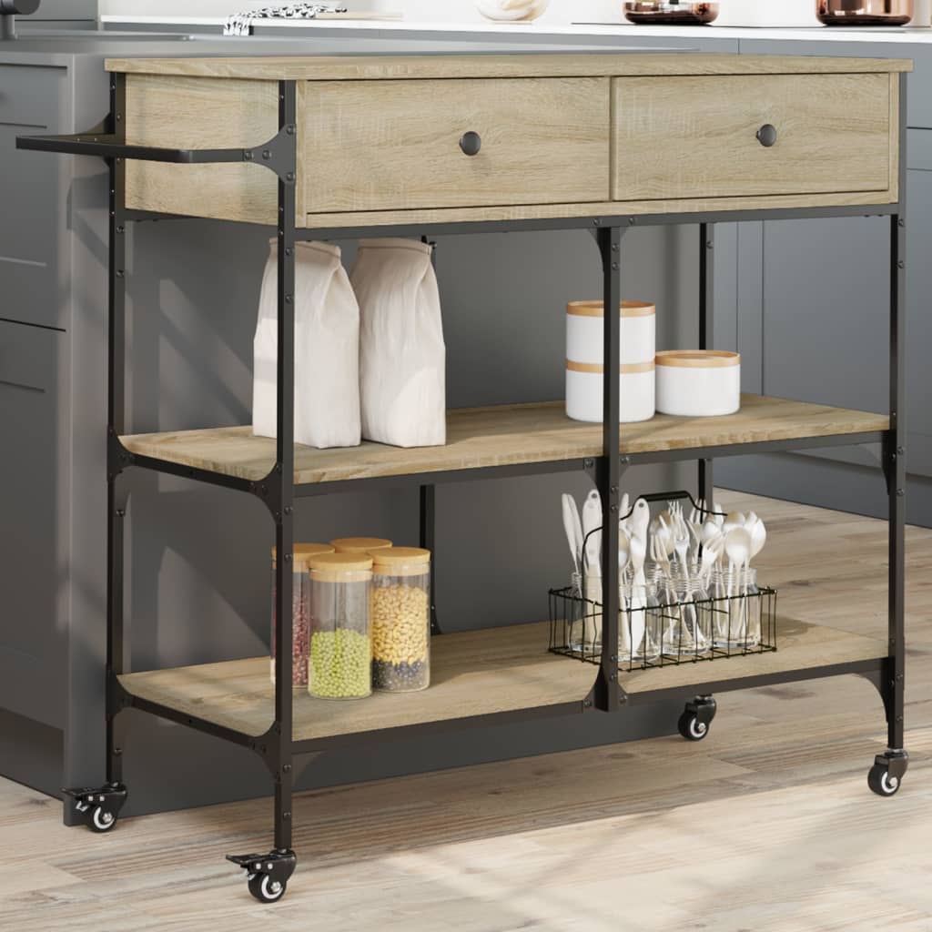 Chariot De Cuisine KESPER Avec Poubelle – 60 X 25 X 86 Cm – Pratique Et Compact Pour Petite Cuisine