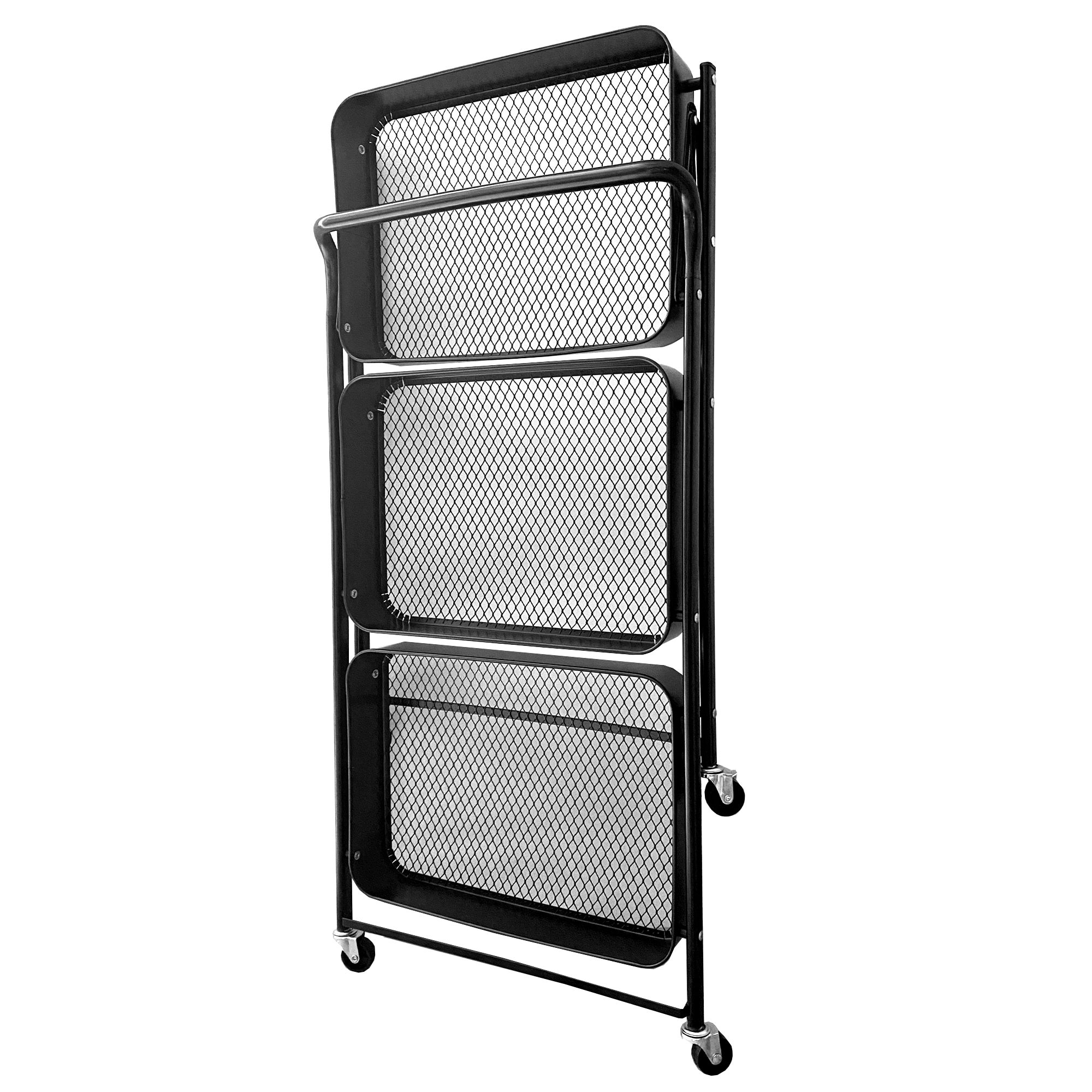 Chariot Pliable 3 Niveaux 88x45x30cm Nyana Home | Chariot Auxiliaire Cuisine ou Salle de Bain | Roulettes avec Frein - 4