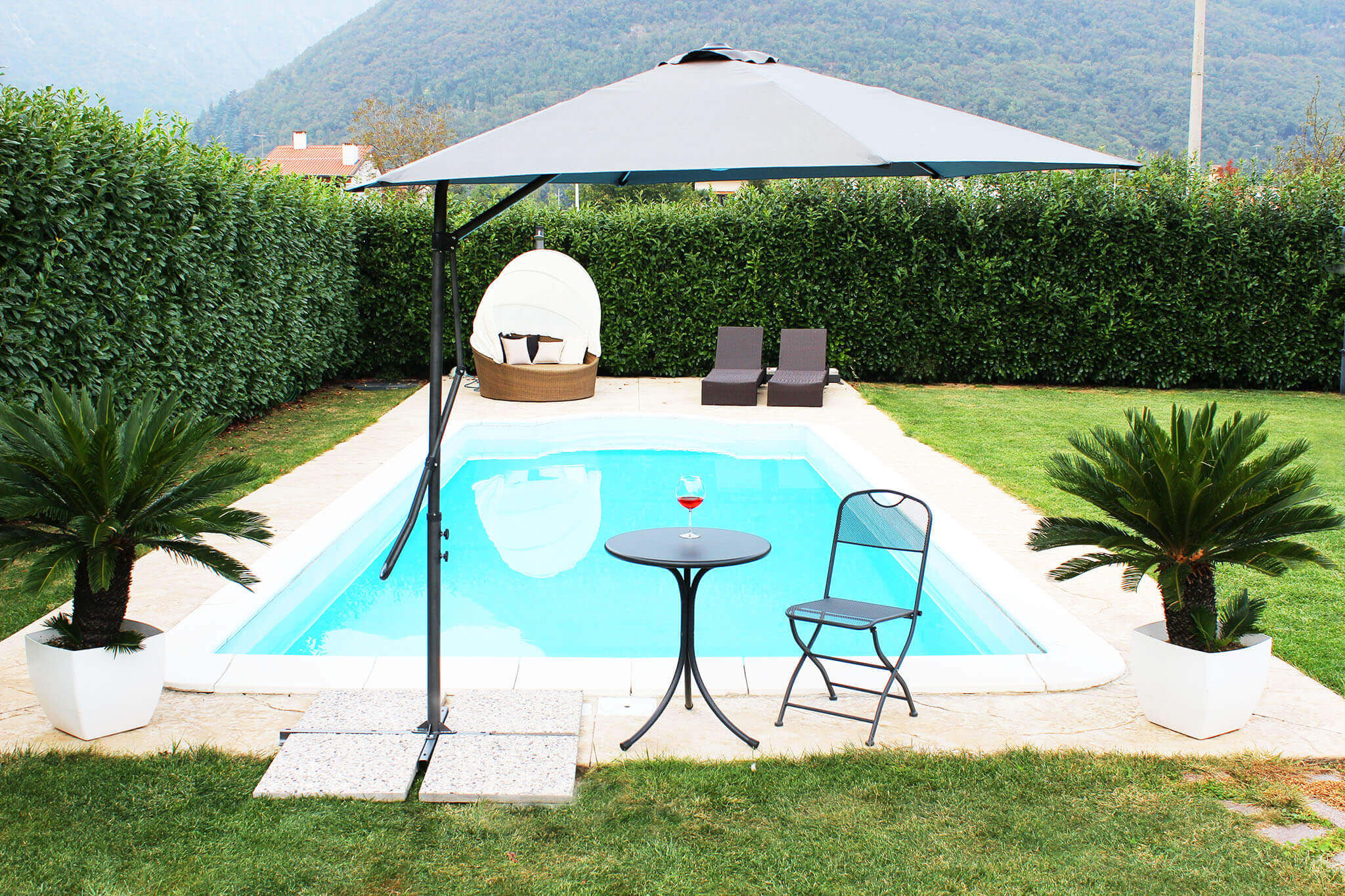 Parasol de jardin déporté Rectangulaire 2x3 avec toile de polyester Taupe mod. Zenith - 3