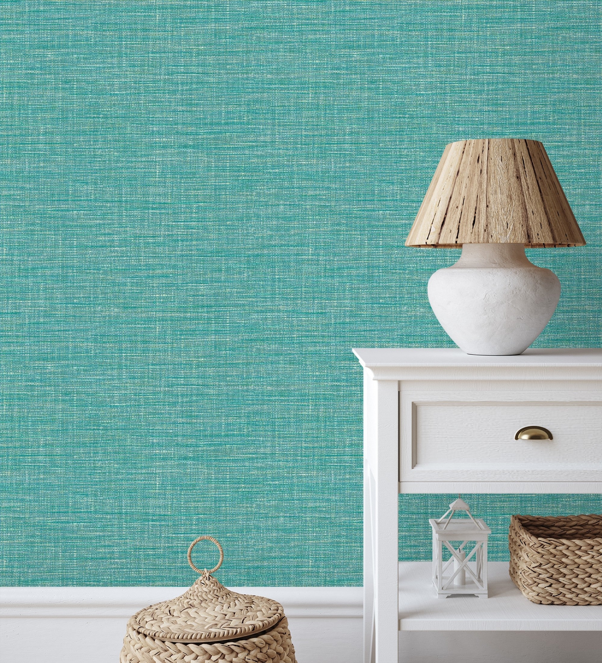 Papel pintado vinílico ecológico efecto fibra vegetal tejida teñida con textura en relieve - soho fabric 680750 de gaulan - rollo de 10 m x 0,53 m